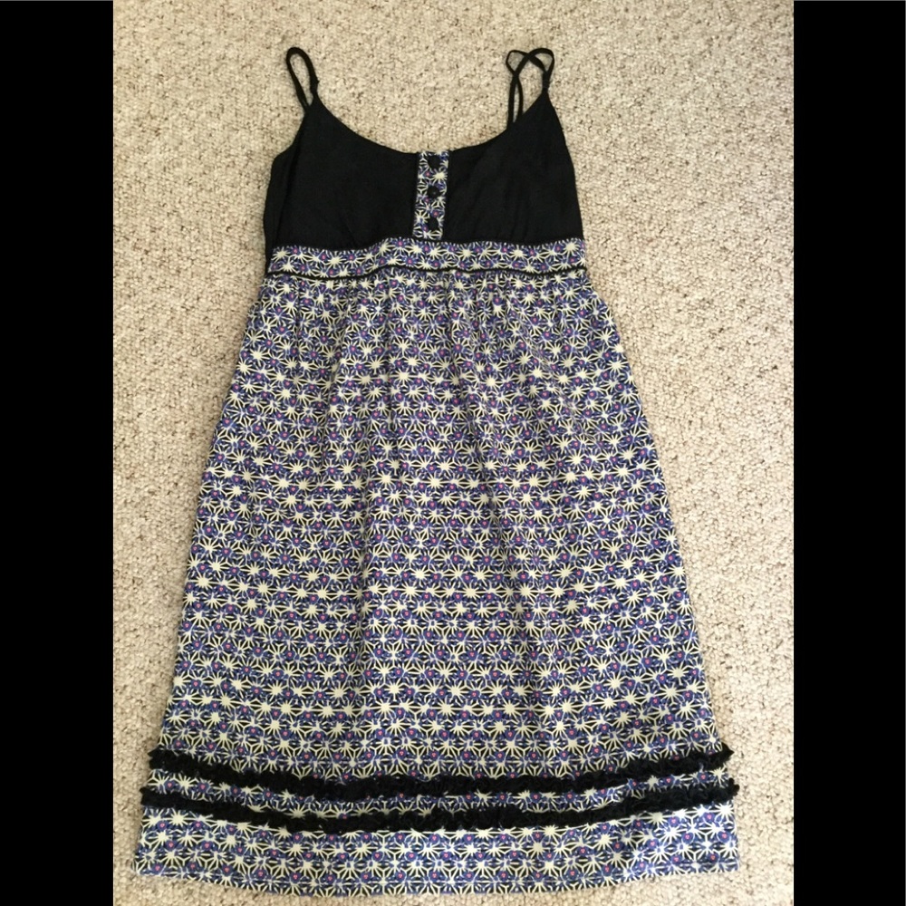 Girls size 10 black and navy  print sundress